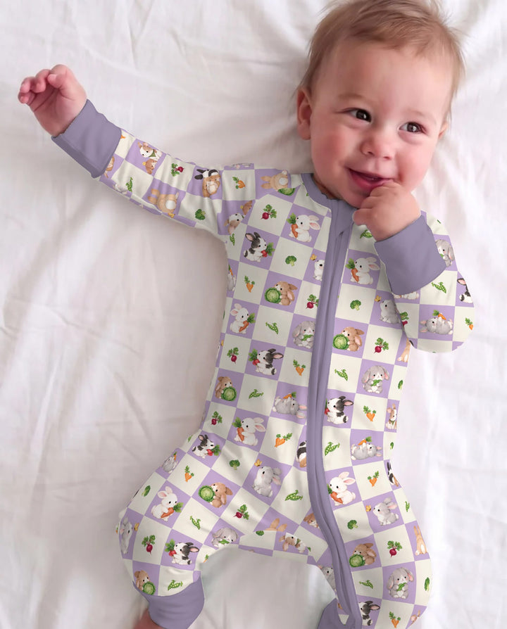 Bunny Lavender Garden Checkerboard Bamboo Convertible Zippy