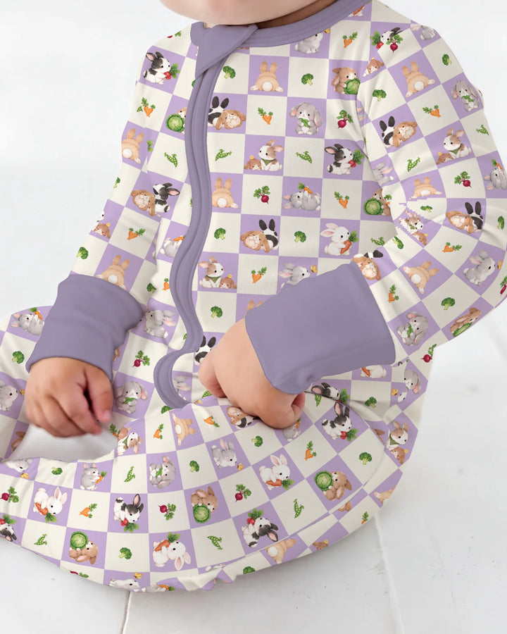 Bunny Lavender Garden Checkerboard Bamboo Convertible Zippy