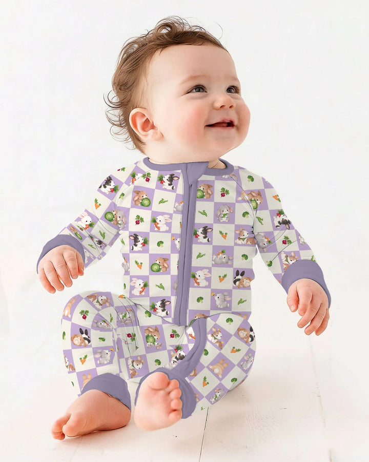 Bunny Lavender Garden Checkerboard Bamboo Convertible Zippy