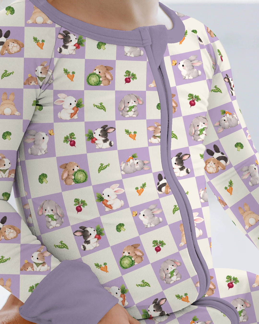 Bunny Lavender Garden Checkerboard Bamboo Convertible Zippy
