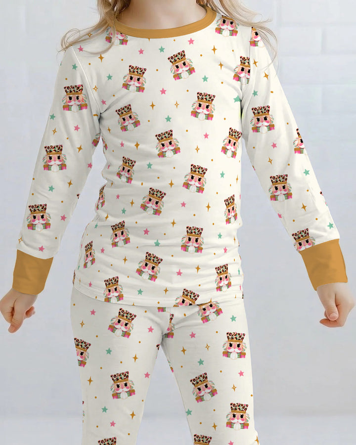 Leopard Nutcracker Christmas Bamboo Two Piece Long Sleeve Pajama Set