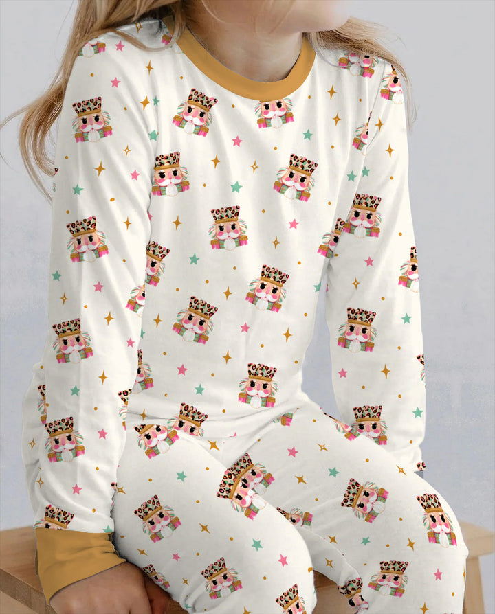 Leopard Nutcracker Christmas Bamboo Two Piece Long Sleeve Pajama Set