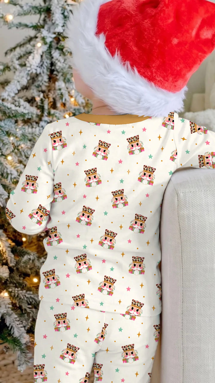 Leopard Nutcracker Christmas Bamboo Two Piece Long Sleeve Pajama Set