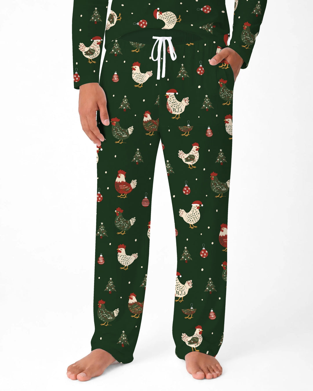 Festive Christmas Chickens Bamboo Men's Pajama Set