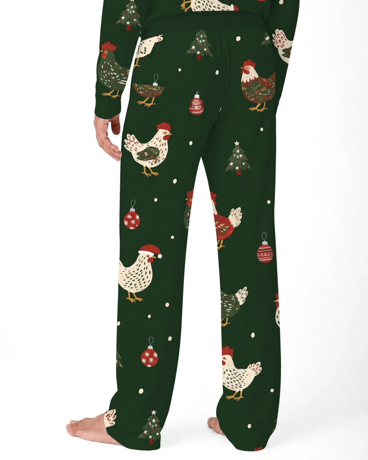 Festive Christmas Chickens Bamboo Men's Pajama Set