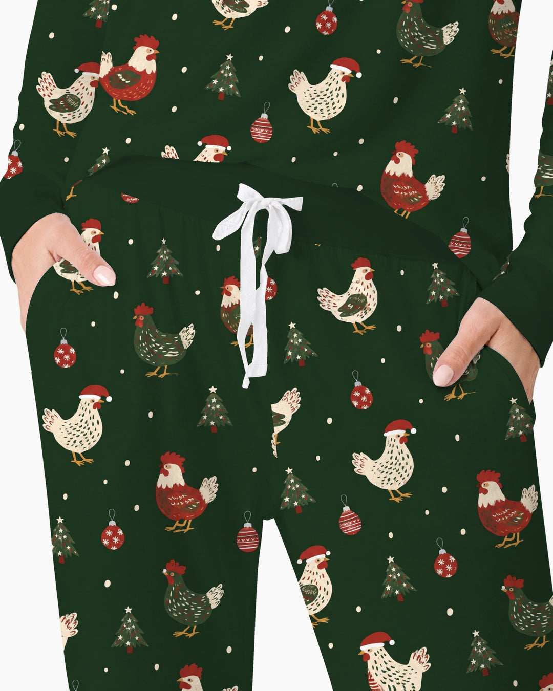 Festive Christmas Chickens Bamboo Women Pajama Set