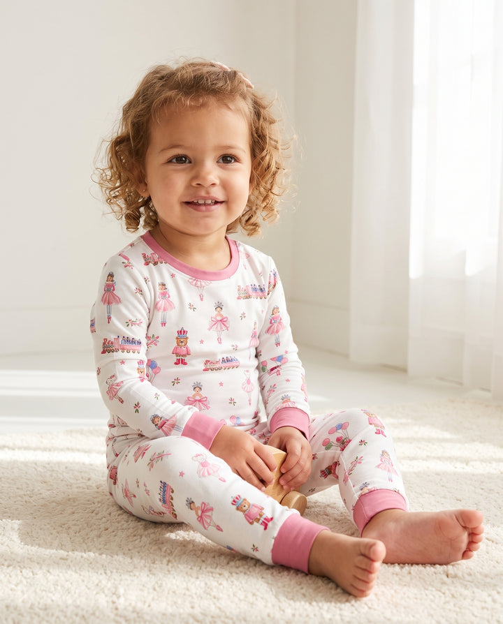 Pink Nutcracker Ballet Bamboo Two Piece Long Sleeve Pajama Set