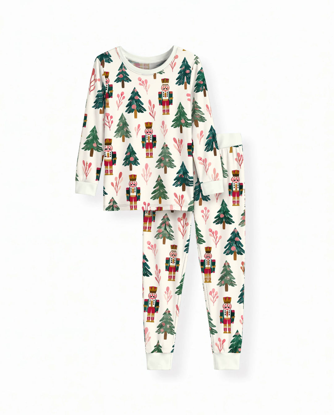 Nutcracker & Christmas Trees Bamboo Two Piece Long Sleeve Pajama Set