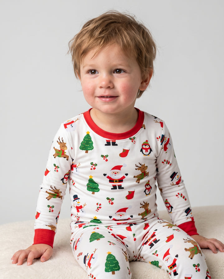 Classic Christmas Friends Bamboo Two Piece Long Sleeve Pajama Set