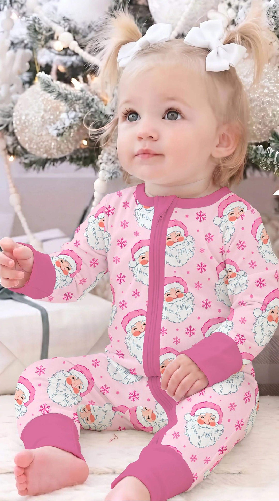Pink Santa Snowflakes Bamboo Convertible Zippy