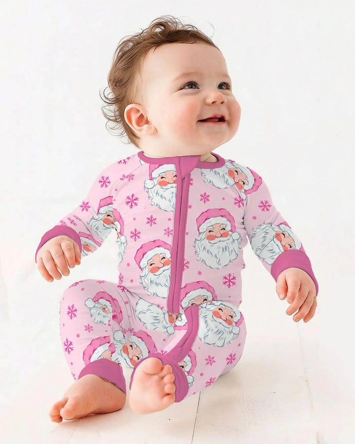 Pink Santa Snowflakes Bamboo Convertible Zippy