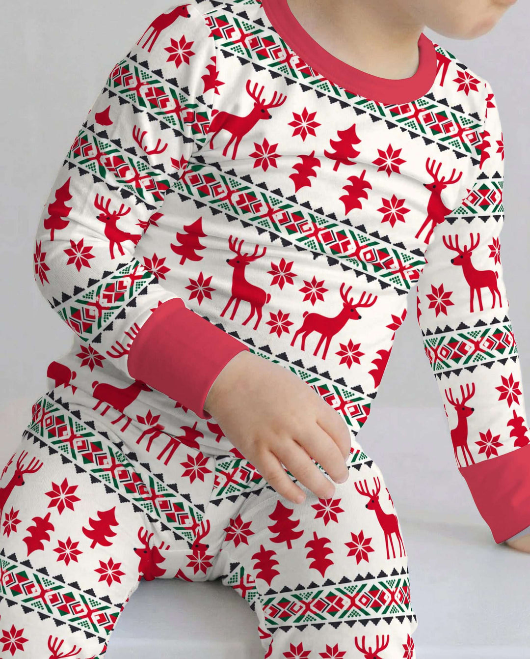 Nordic Reindeer Christmas Bamboo Two Piece Long Sleeve Pajama Set