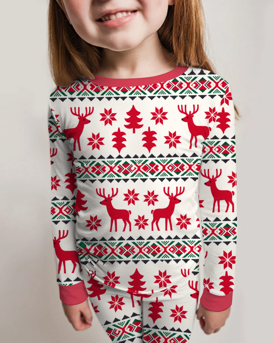 Nordic Reindeer Christmas Bamboo Two Piece Long Sleeve Pajama Set