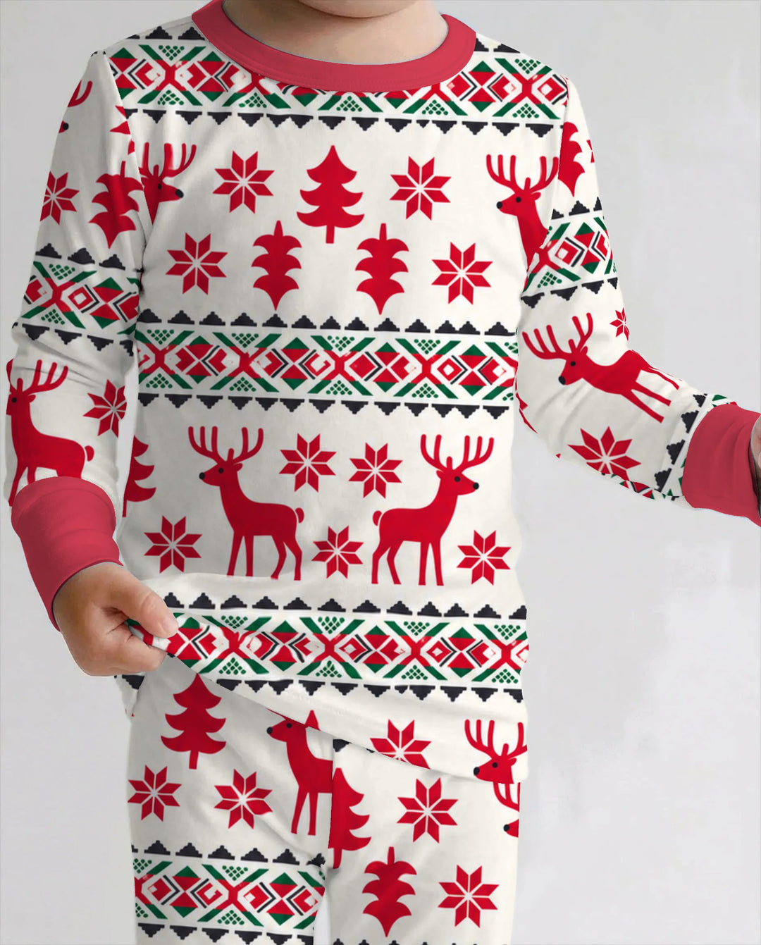 Nordic Reindeer Christmas Bamboo Two Piece Long Sleeve Pajama Set
