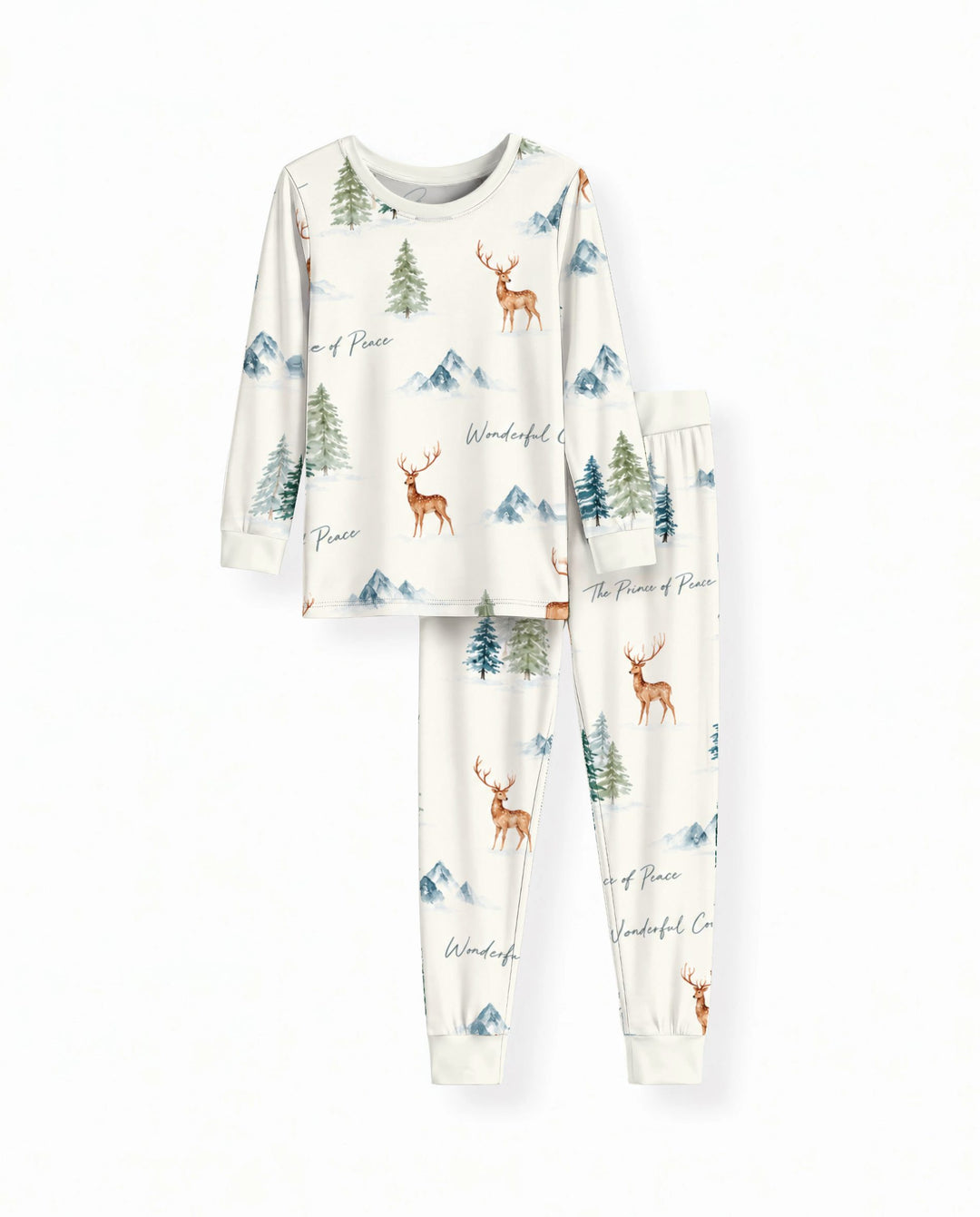 Prince of Peace Winter Woodland Bamboo Two Piece Long Sleeve Pajama Set
