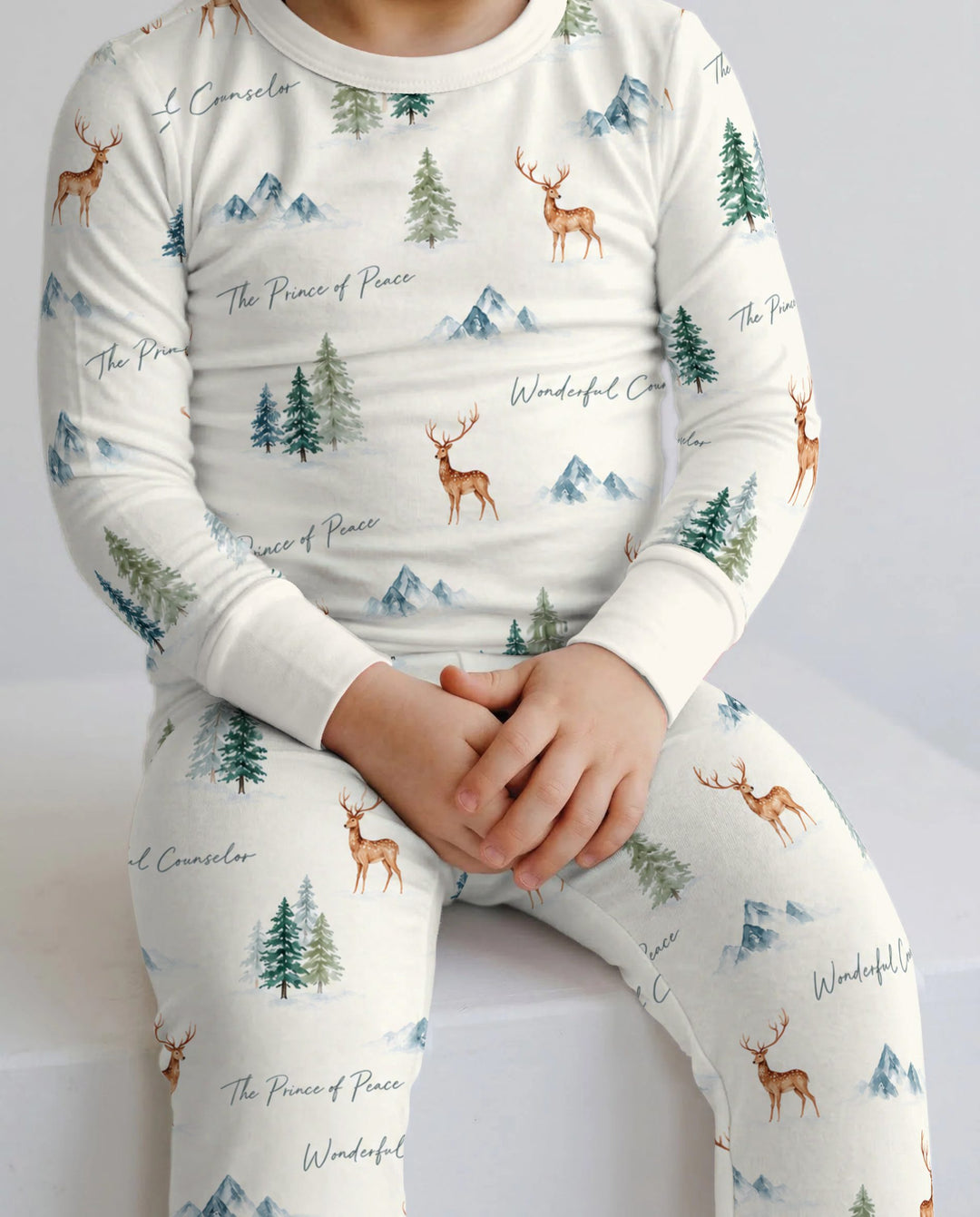 Prince of Peace Winter Woodland Bamboo Two Piece Long Sleeve Pajama Set