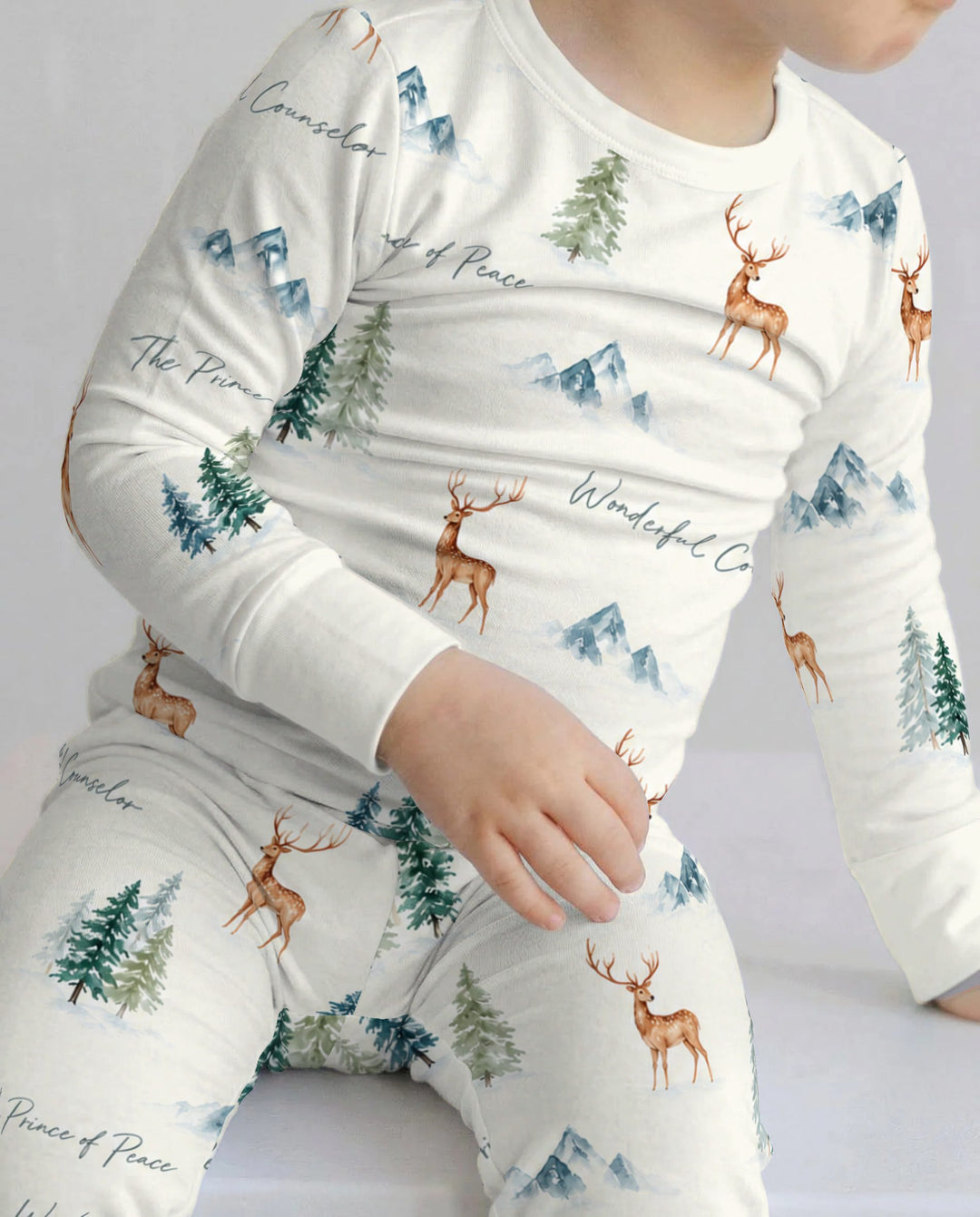 Prince of Peace Winter Woodland Bamboo Two Piece Long Sleeve Pajama Set