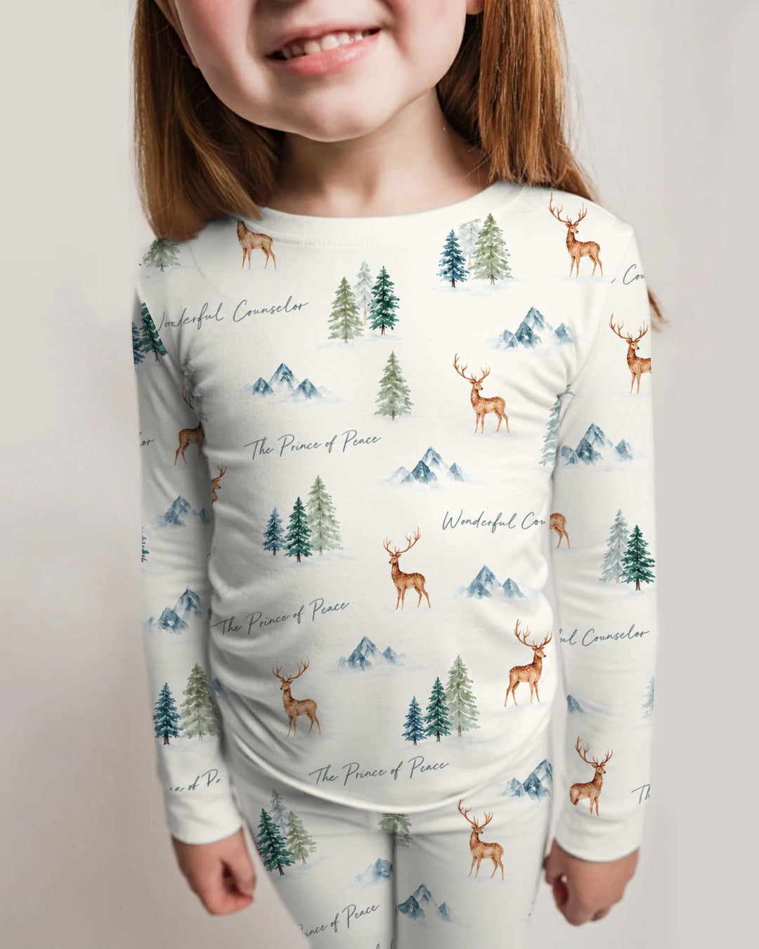 Prince of Peace Winter Woodland Bamboo Two Piece Long Sleeve Pajama Set