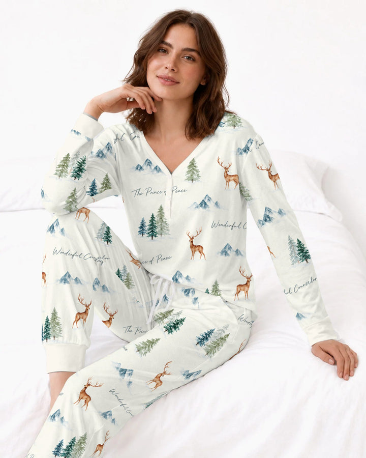 Prince of Peace Winter Woodland Bamboo Women Pajama Set