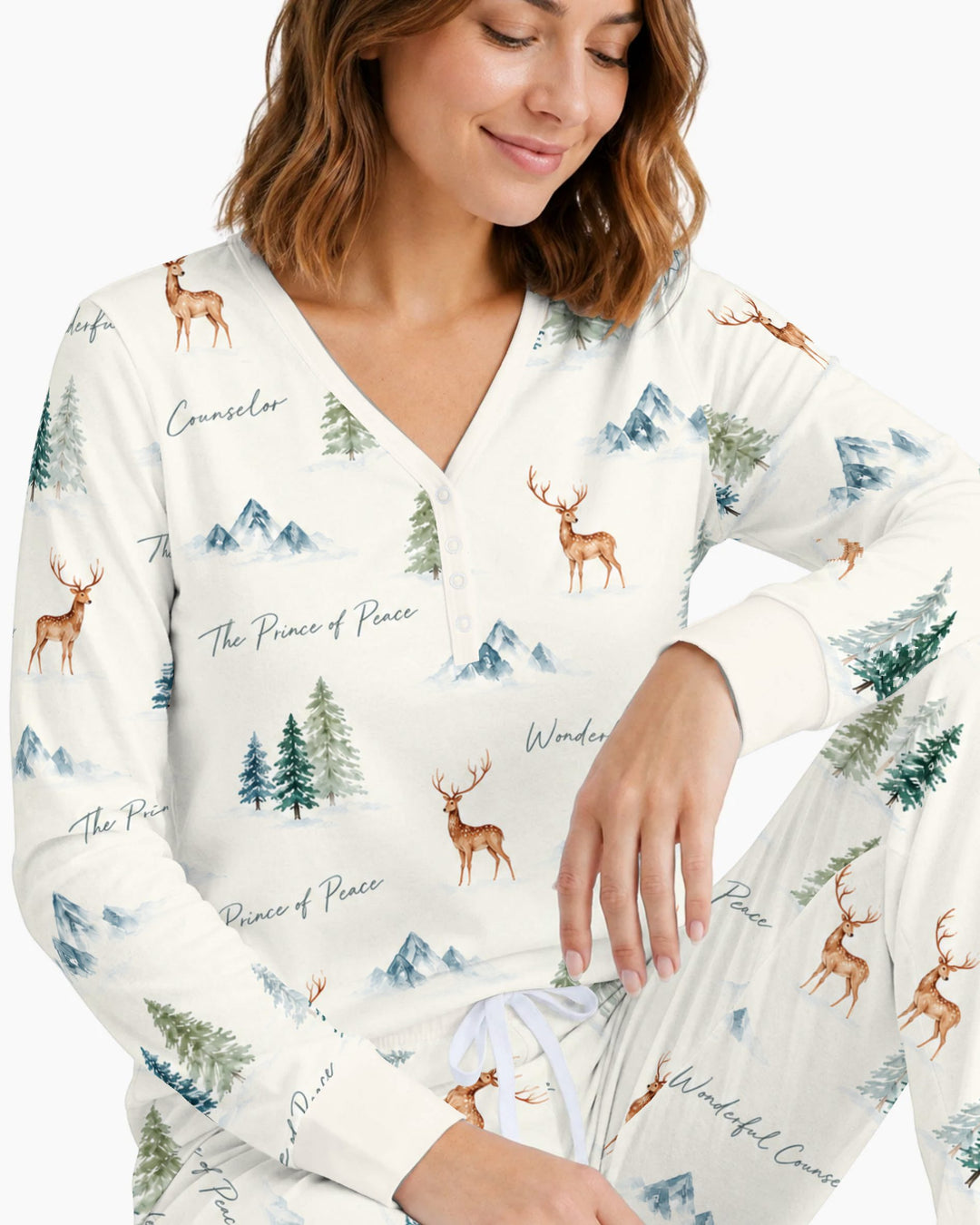 Prince of Peace Winter Woodland Bamboo Women Pajama Set