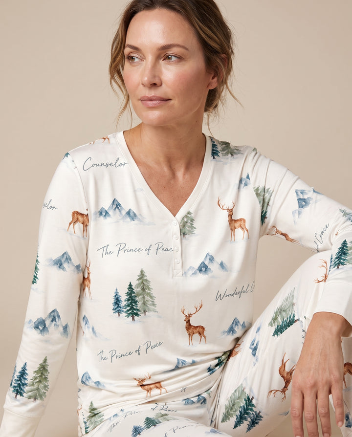 Prince of Peace Winter Woodland Bamboo Women Pajama Set