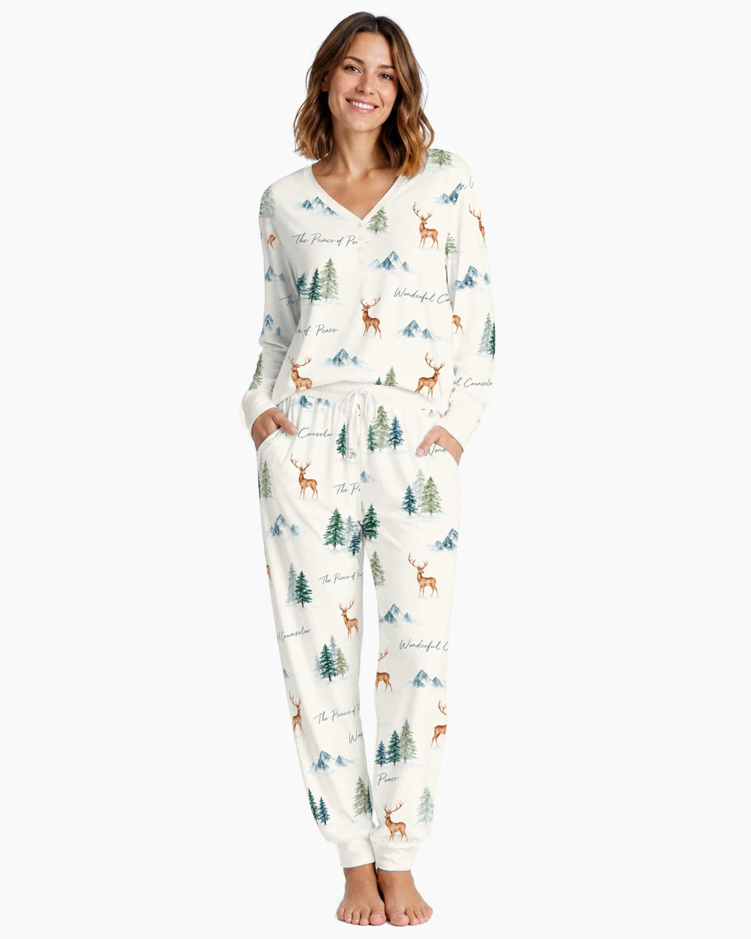 Prince of Peace Winter Woodland Bamboo Women Pajama Set
