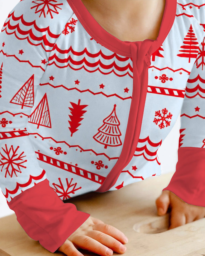 Red Nordic Christmas Trees & Snowflakes Bamboo Convertible Zippy