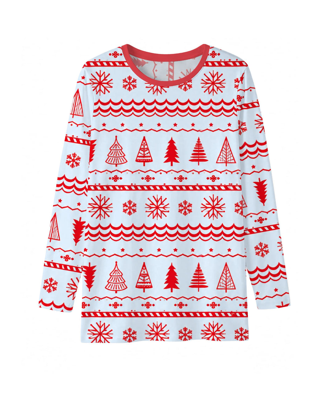 Red Nordic Christmas Trees & Snowflakes Bamboo Men's Pajama Set