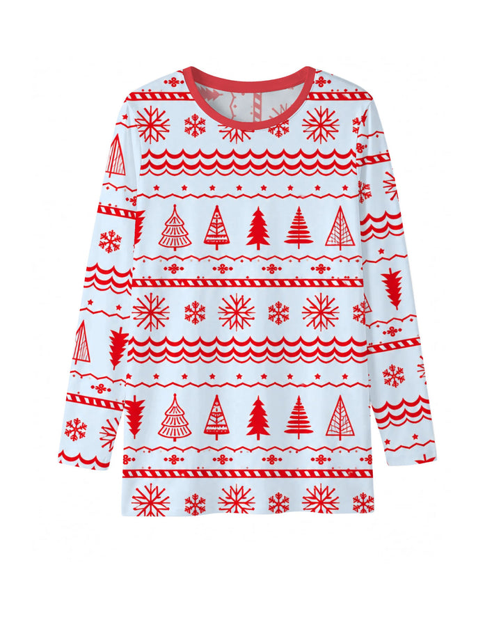 Red Nordic Christmas Trees & Snowflakes Bamboo Men's Pajama Set
