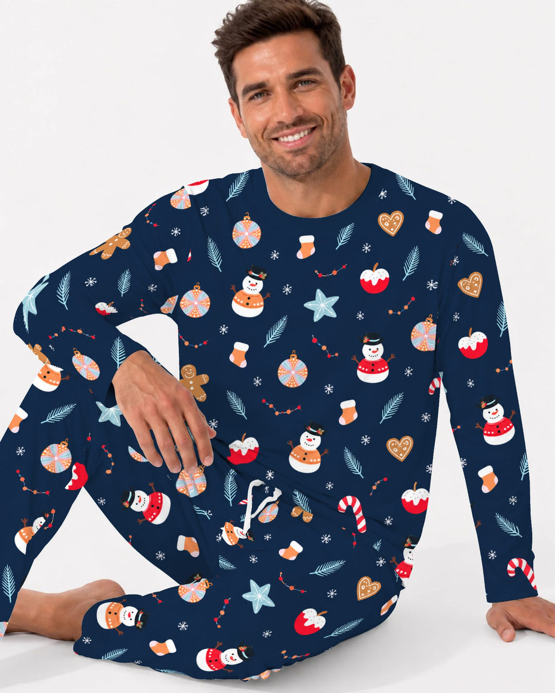 Midnight Snowman Christmas Treats Bamboo Men's Pajama Set