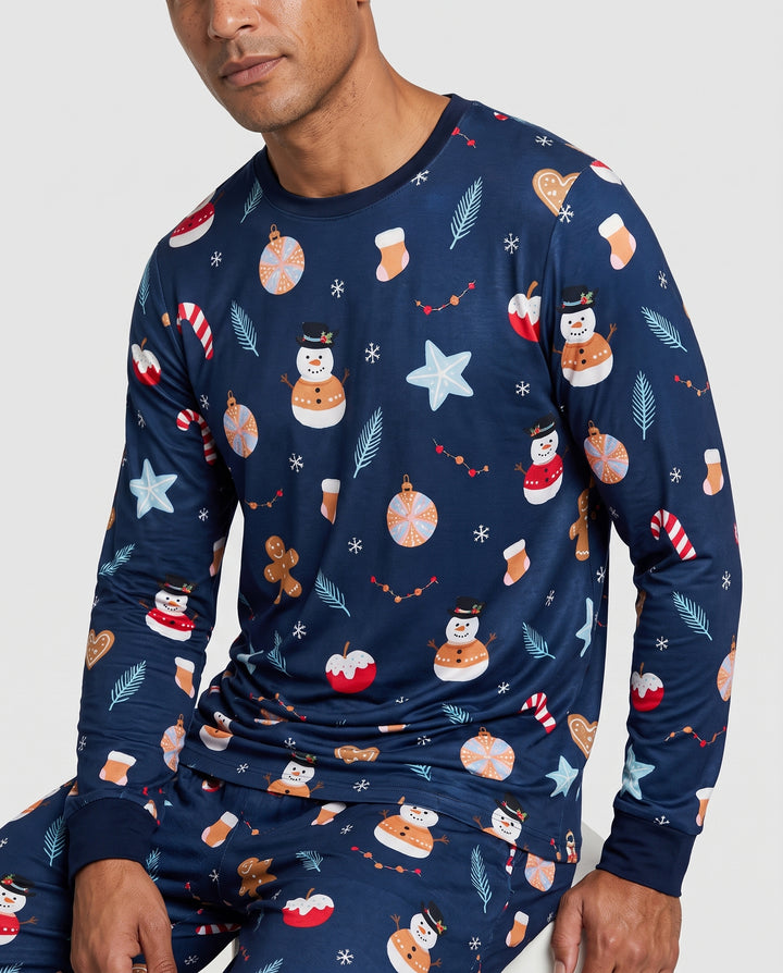 Midnight Snowman Christmas Treats Bamboo Men's Pajama Set