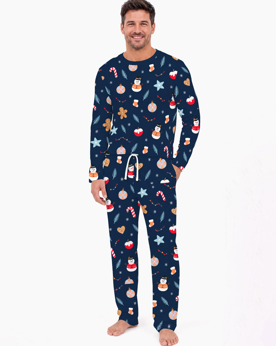 Midnight Snowman Christmas Treats Bamboo Men's Pajama Set