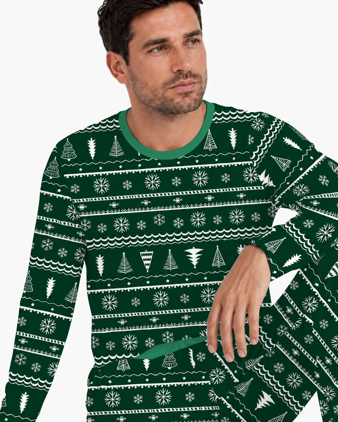 Evergreen Nordic Christmas Trees Bamboo Men's Pajama Set