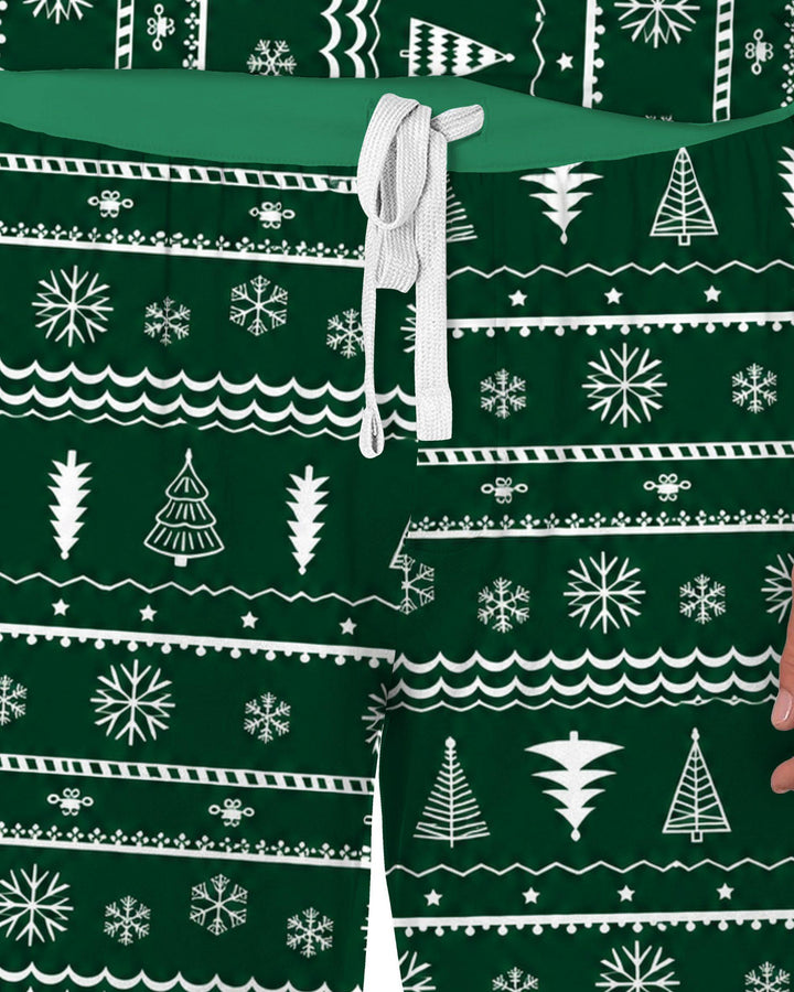 Evergreen Nordic Christmas Trees Bamboo Men's Pajama Set