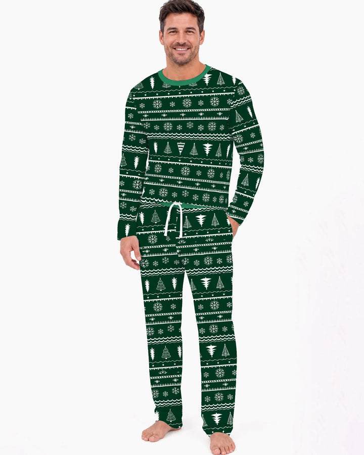 Evergreen Nordic Christmas Trees Bamboo Men's Pajama Set