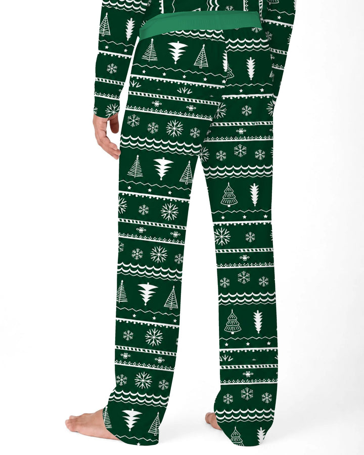 Evergreen Nordic Christmas Trees Bamboo Men's Pajama Set