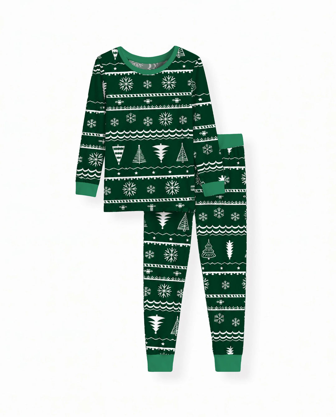 Evergreen Nordic Christmas Trees Bamboo Two Piece Long Sleeve Pajama Set