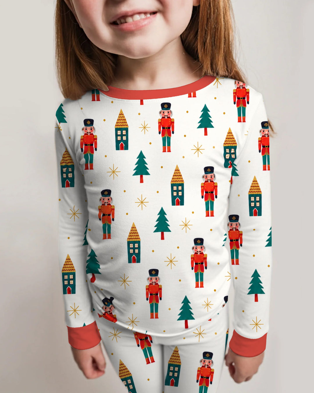 Classic Nutcracker Christmas Village Bamboo Two Piece Long Sleeve Pajama Set