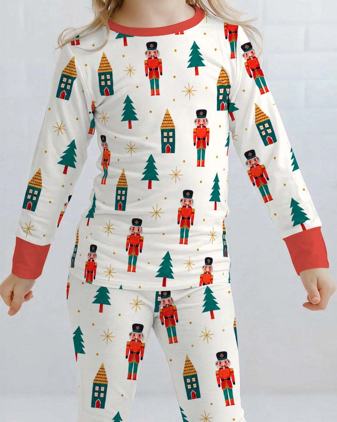Classic Nutcracker Christmas Village Bamboo Two Piece Long Sleeve Pajama Set