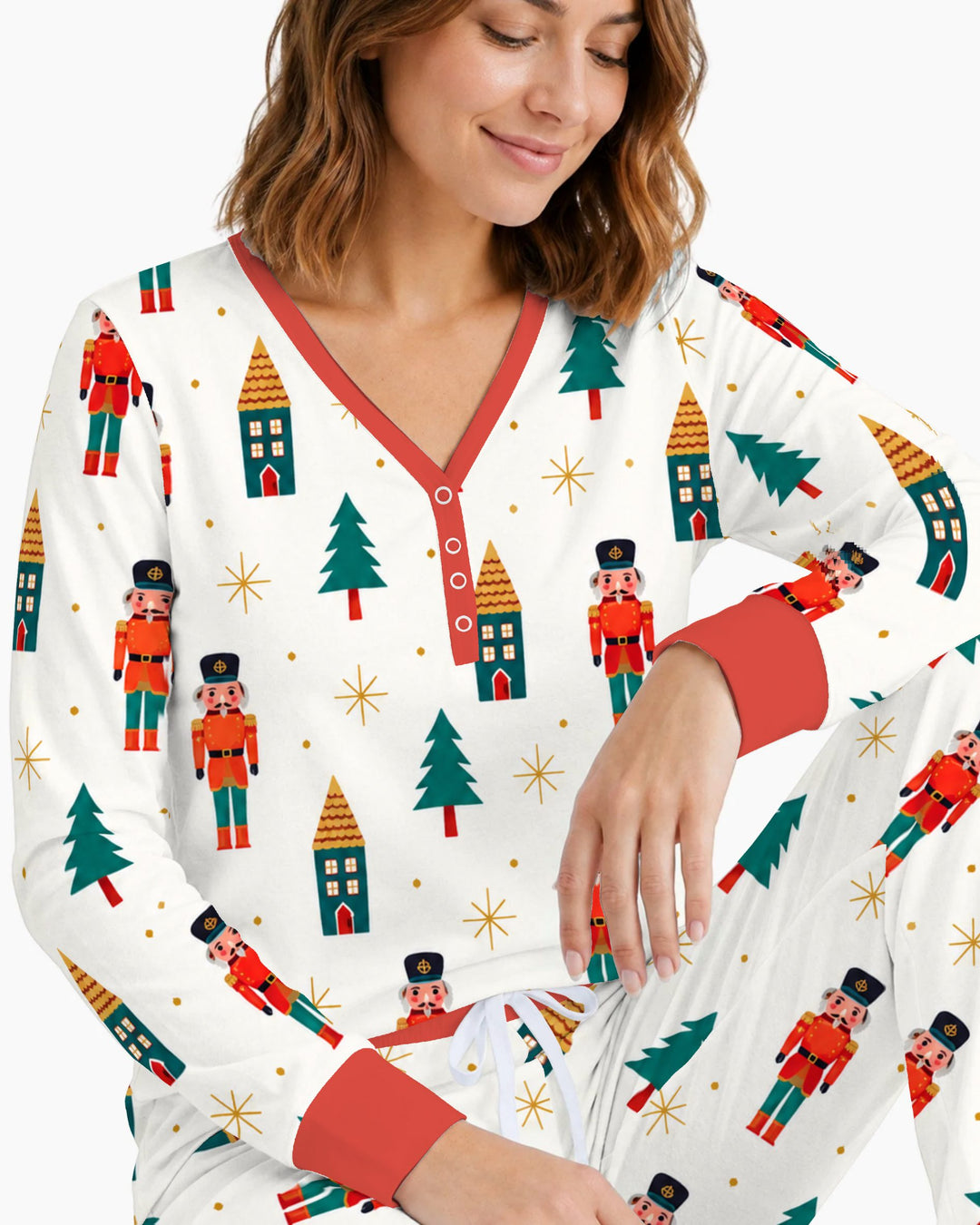 Classic Nutcracker Christmas Village Bamboo Women Pajama Set