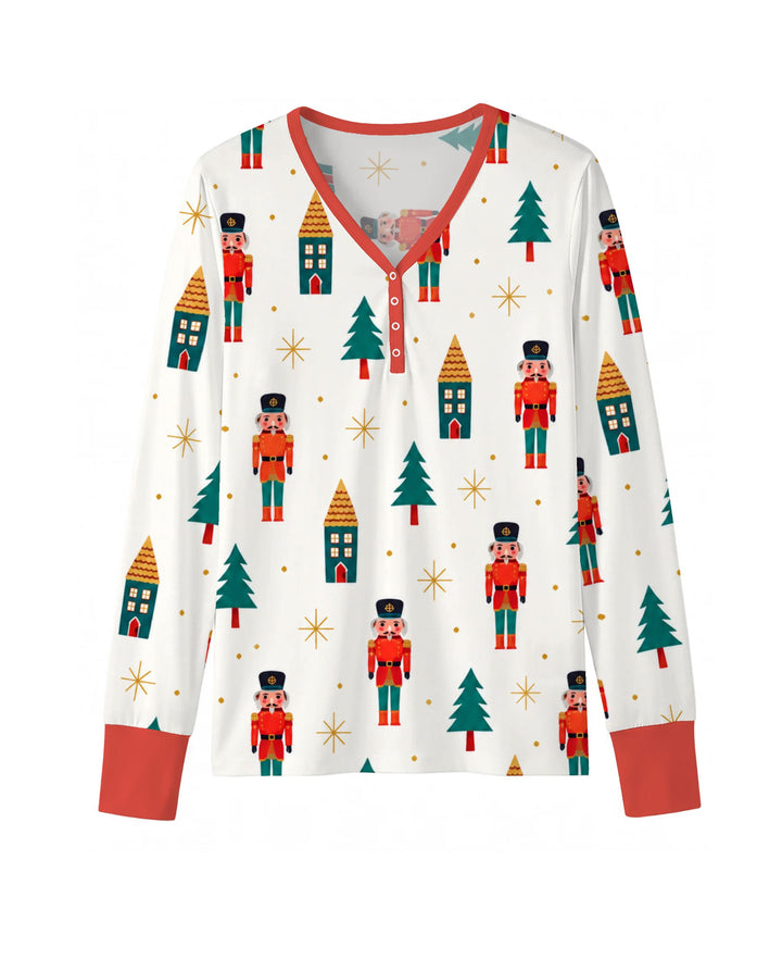 Classic Nutcracker Christmas Village Bamboo Women Pajama Set