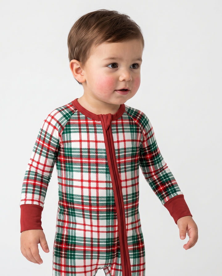 Classic Christmas Tartan Plaid Bamboo Convertible Zippy