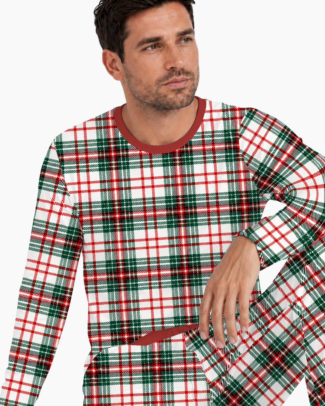 Classic Christmas Tartan Plaid Bamboo Men's Pajama Set