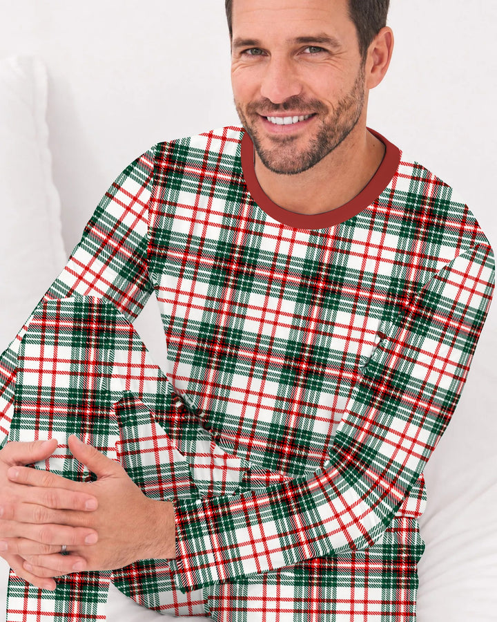 Classic Christmas Tartan Plaid Bamboo Men's Pajama Set