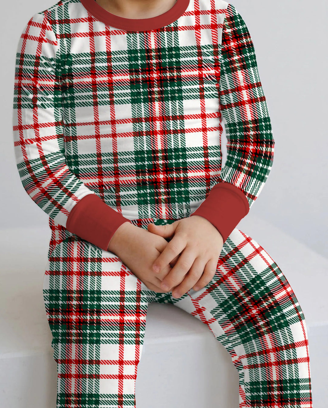 Classic Christmas Tartan Plaid Bamboo Two Piece Long Sleeve Pajama Set