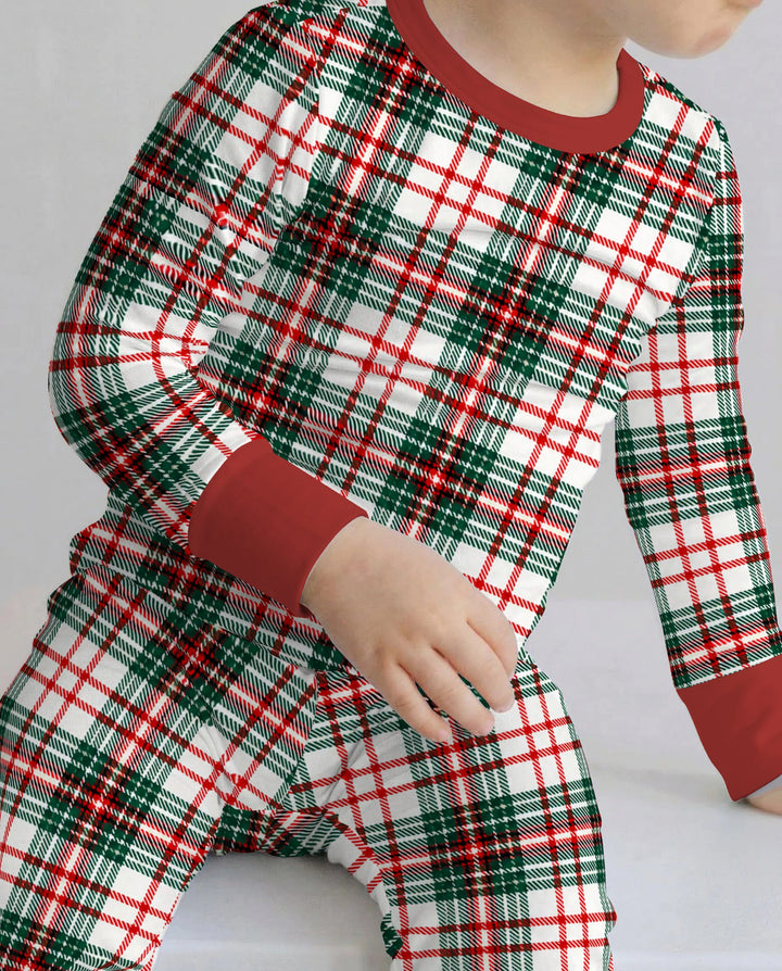 Classic Christmas Tartan Plaid Bamboo Two Piece Long Sleeve Pajama Set