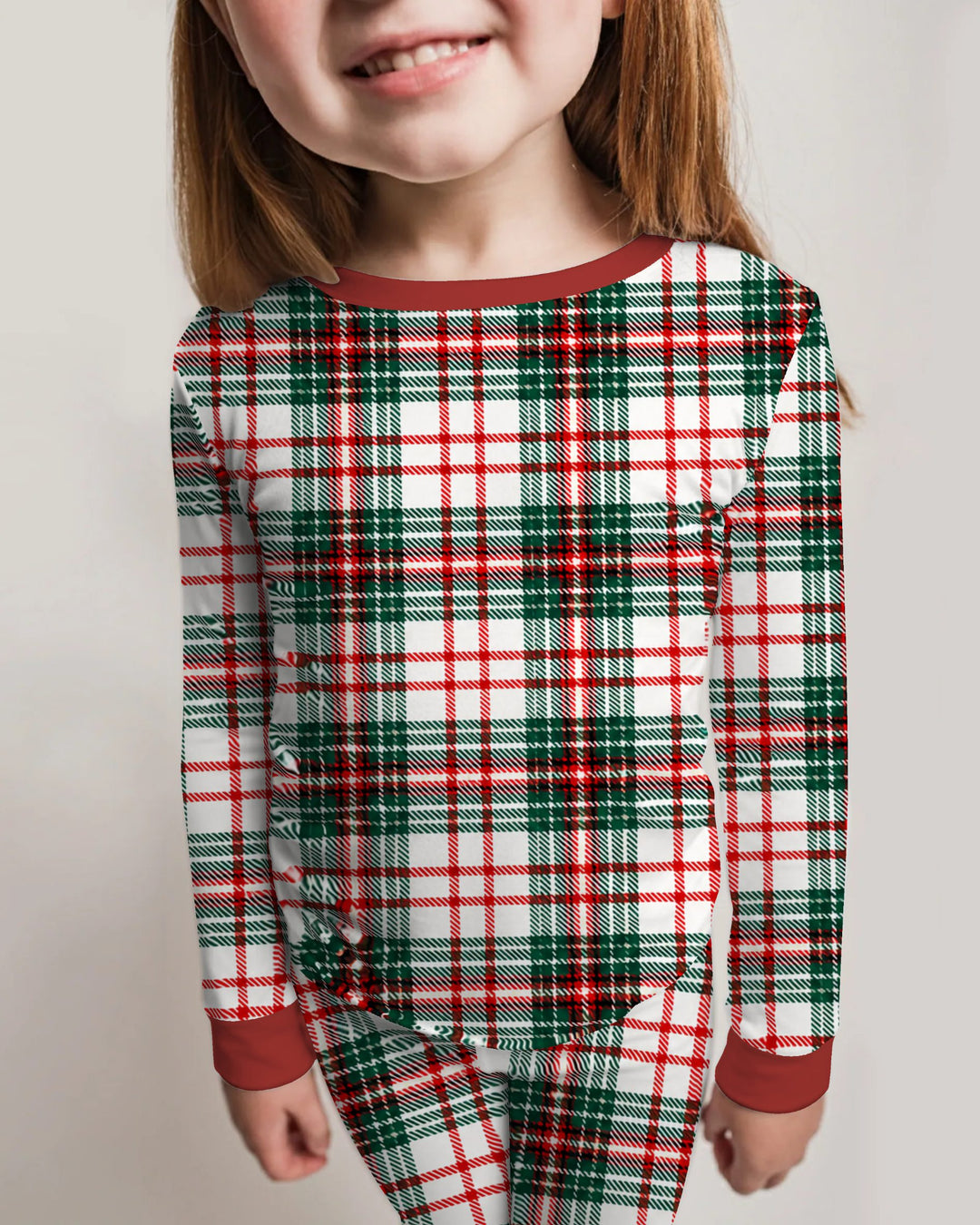 Classic Christmas Tartan Plaid Bamboo Two Piece Long Sleeve Pajama Set