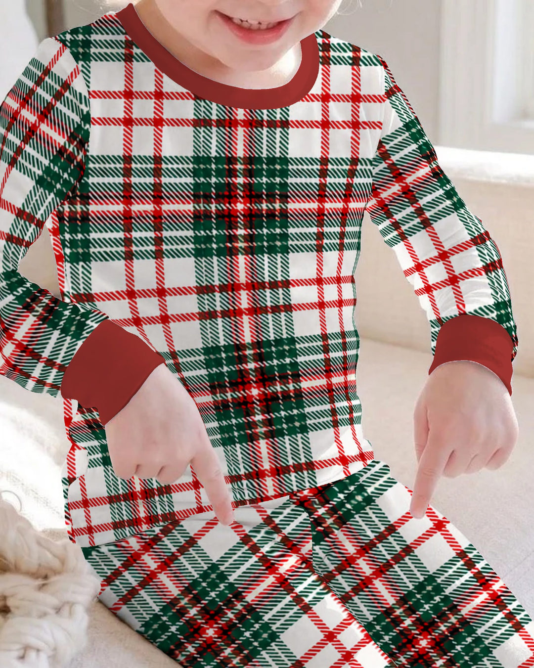 Classic Christmas Tartan Plaid Bamboo Two Piece Long Sleeve Pajama Set