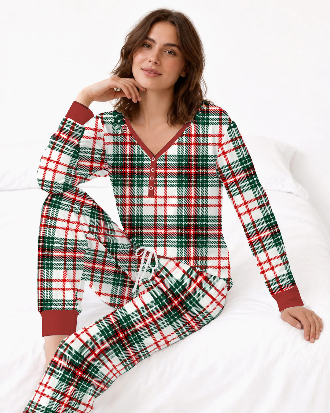 Classic Christmas Tartan Plaid Bamboo Women Pajama Set