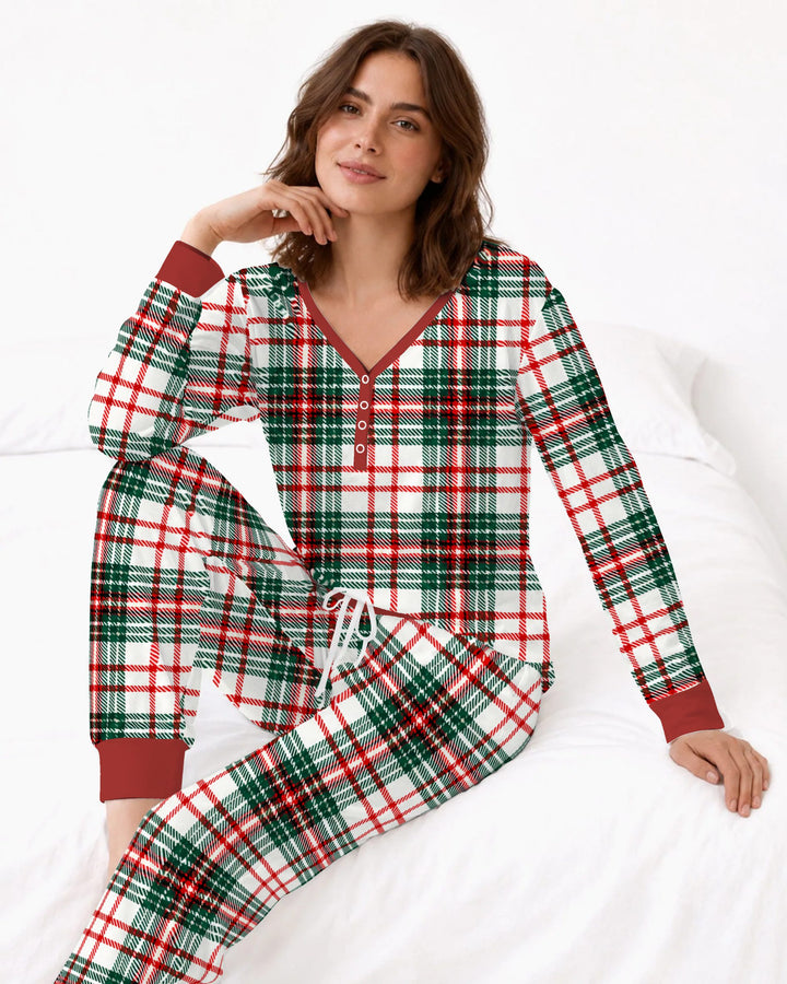 Classic Christmas Tartan Plaid Bamboo Women Pajama Set